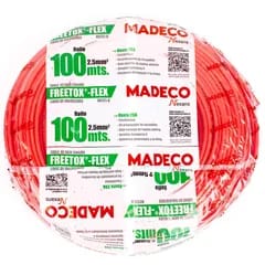 Cable libre de alógenos marca madeco color rojo 2,5 mm2 rollo 100 metros