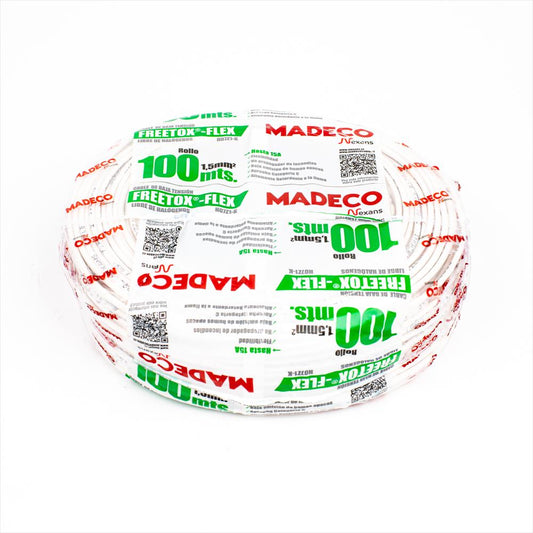 cable libre de alógenos  marca madeco color blanco 1.5mm2 rollo 100 metros